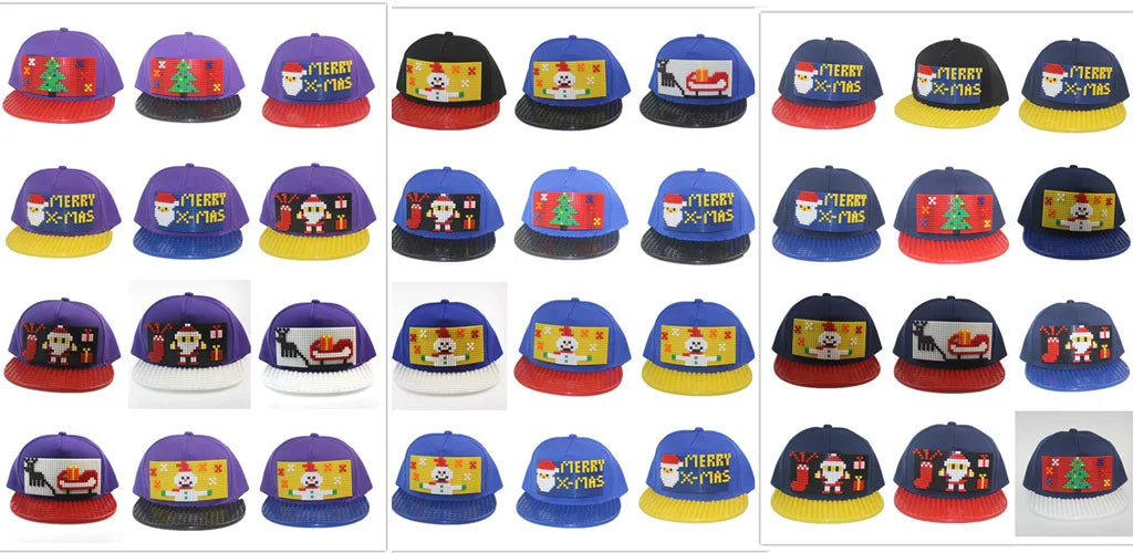 Tegneserie-patchwork-baseballkasketter, DIY-blokke, snapback-kasketter, hiphop-kasketter til mænd og kvinder, aftagelige pixel-kasketter, dad hats, kasketter til børn og voksne