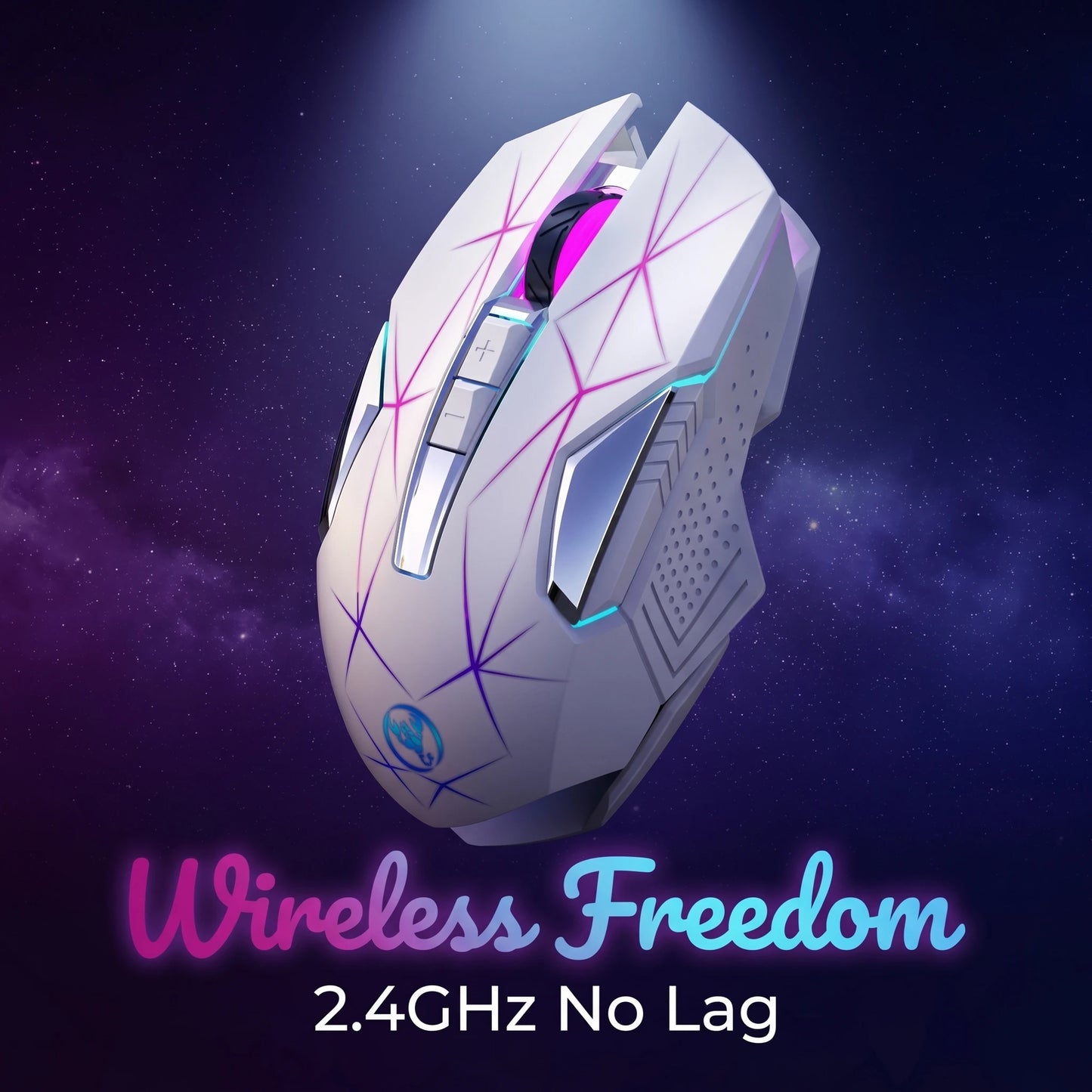 Wireless Gaming Mouse 2.4G Rechargeable Gaming Mouse with RGB Breathing Light, 2400 DPI, 6 Buttons, Instant Response Wireless Mouse for PC, Laptop & Gaming Switch