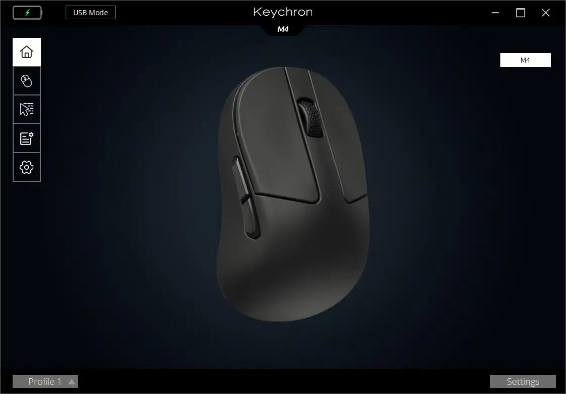 Keychron M4 Wireless Optical Mouse, Bluetooth & 2.4GHz Gaming Mouse, USB Type-C Wired Mouse, 26,000 DPI PixArt 3395 Ultra-Light Rechargeable Mouse