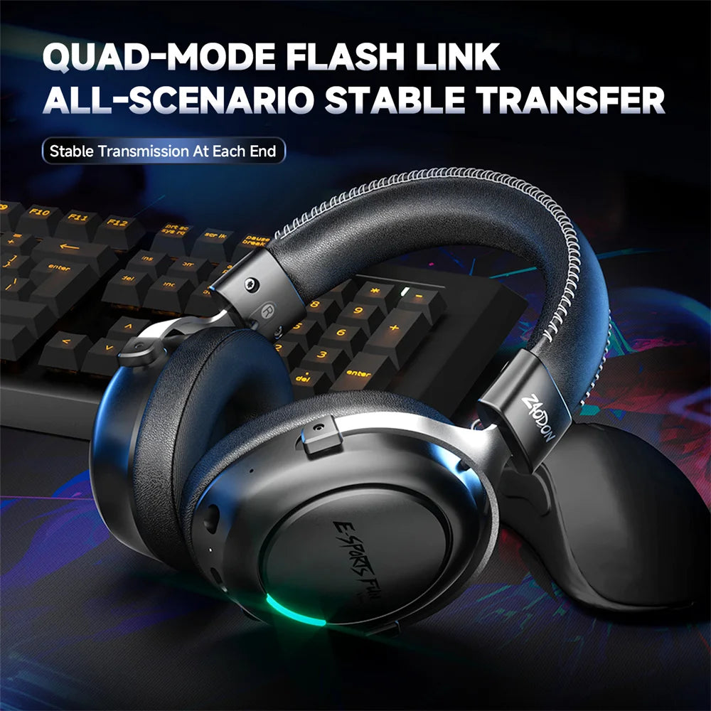 HaaYot Professional Wireless Gaming Headset Bluetooth 6.0 with 7.1 Surround Sound, Low Latency 15ms Gaming Headphones with Mic for PC PS5 Switch Mobile