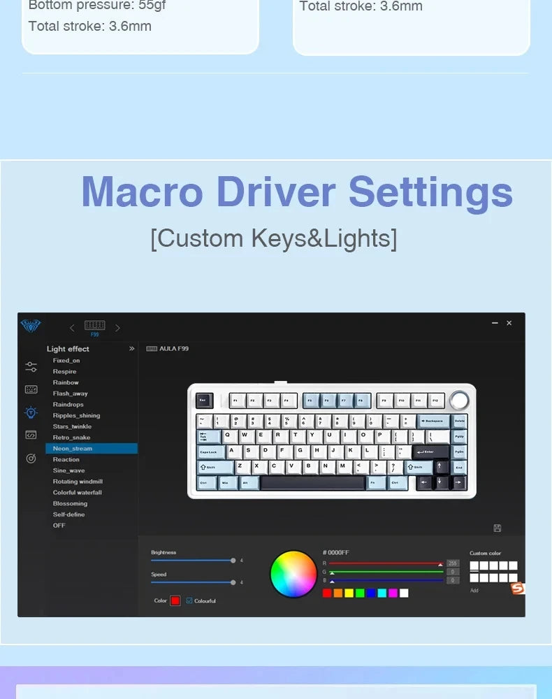 AULA F75 2.4G Wireless/Bluetooth/Wired Gaming Mechanical Keyboard RGB Customized 75% Layout OEM Profile Gasket PC Game Keyboard