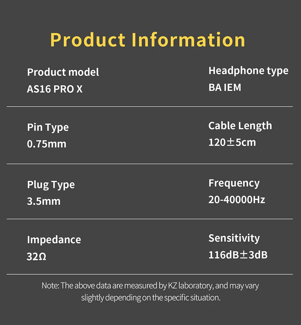 KZ AS16 PRO X HiFi In-Ear Monitor Earphones – 8 Balanced Armature Drivers Wired Headphones with Microphone