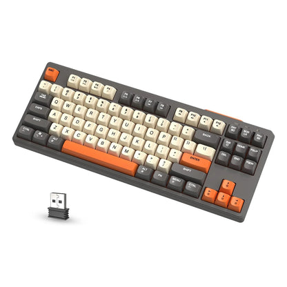 Attack Shark M87 Wireless Gaming Keyboard, 87-Key TKL Bluetooth 5.0 & 2.4GHz Wireless Gaming Keyboard with Rainbow LED Backlit, Quiet Membrane Keys for PC, Laptop & Tablet
