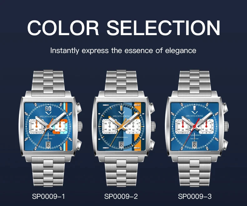 Specht&Sohne New Arrivals Japan VK64 Chronograph Men Quartz Watch 316L Stainless Steel Leather Strap Luminous Waterproof 30M