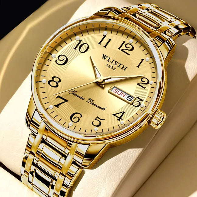 Luxury ladies’ watch, quartz watch, digital wristwatch, water-resistant, with calendar and backlight; fashionable and professional style, also suitable for men.