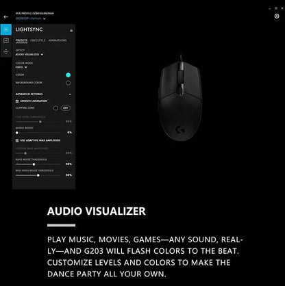 Logitech G203 LIGHTSYNC Wired Gaming Mouse 8000 DPI RGB Sensor, 6 Buttons Mechanical Tensioning USB Mouse for Gaming & Office
