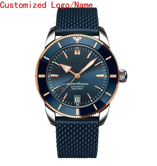 High luxury Superocean Wristwatch Automatic Mechanical Rose Gold Sport Watches Stainless Steel Black Ceramic Bezel Customized
