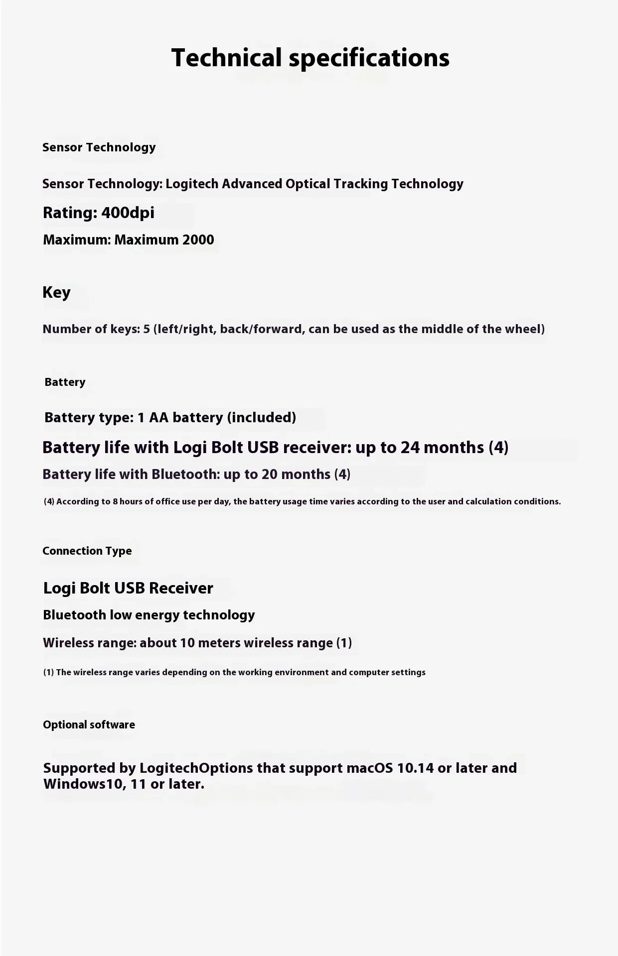 Logitech M750 Wireless Mouse 2.4GHz USB Receiver, 2000 DPI Portable Wireless Mouse for PC, Laptop, Office & Home Use