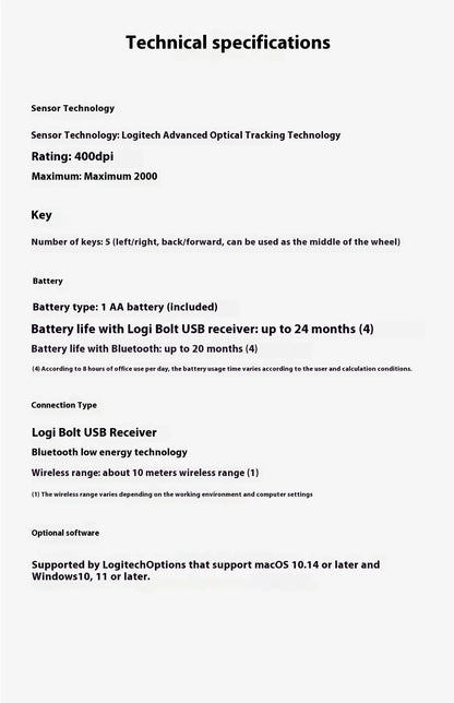 Logitech M750 Wireless Mouse 2.4GHz USB Receiver, 2000 DPI Portable Wireless Mouse for PC, Laptop, Office & Home Use