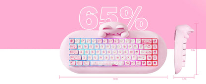YUNZII C68 Wireless Gaming Keyboard, 65% Hot Swappable Mechanical Keyboard with RGB Backlit, Tri-Mode Bluetooth Gaming Keyboard, Cute Cat Ergonomic Keyboard