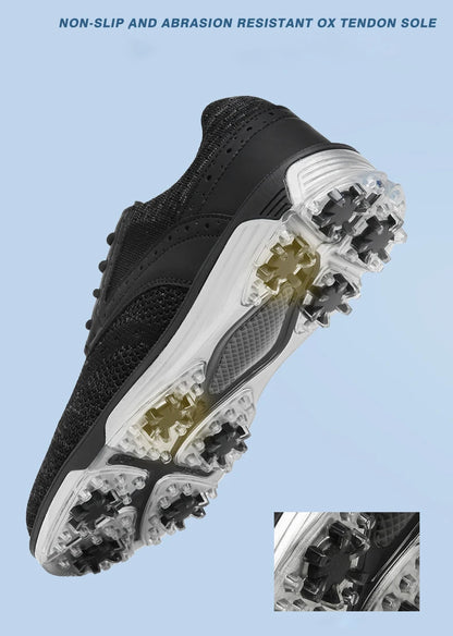 LiXingMing Golf Shoes Men Gray Large Size To 48# Breathable Cleats Golf Sport Shoes Teenager Training Golf Coach Sneakers