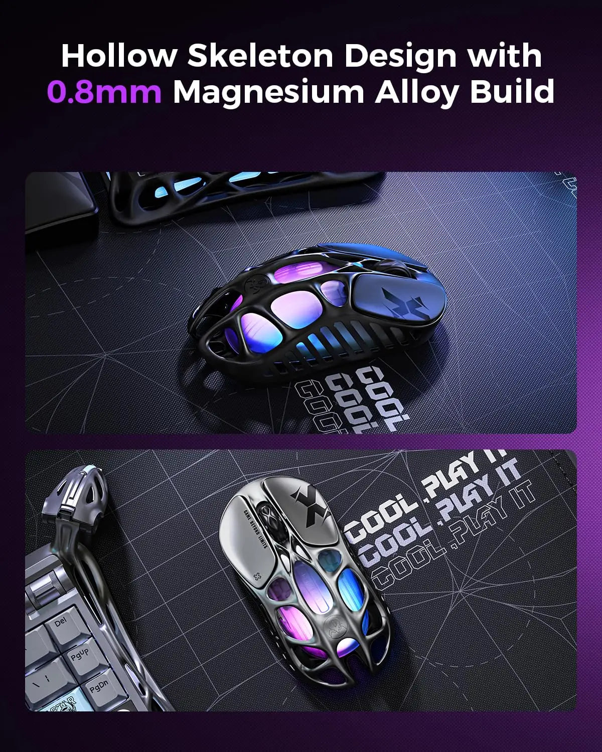 GravaStar Mercury X Ασύρματο Gaming Ποντίκι – Αισθητήρας PAW 3950 32,000 DPI, Ρυθμός Αναφοράς 1000Hz, Μόνο 49g, Κοίλο F από Κράμα Μαγνησίου