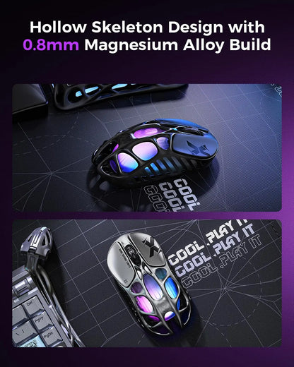 GravaStar Mercury X Ασύρματο Gaming Ποντίκι – Αισθητήρας PAW 3950 32,000 DPI, Ρυθμός Αναφοράς 1000Hz, Μόνο 49g, Κοίλο F από Κράμα Μαγνησίου