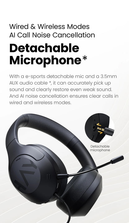 HAYLOU S30 Wireless Bluetooth 5.4 ANC Headphones 43dB Noise Cancelling Headsets with 40mm Driver, 80H Playtime Hi-Res Audio Earphones