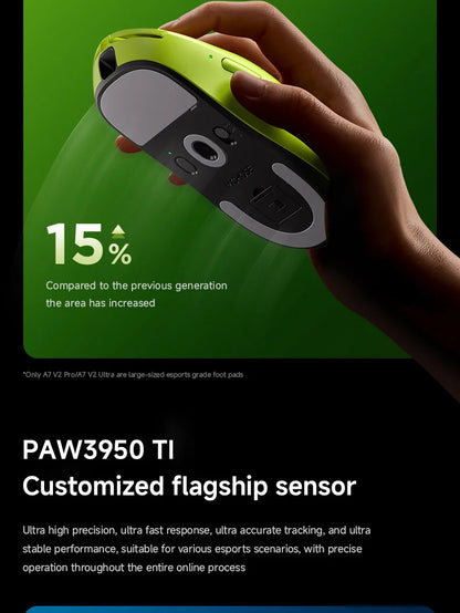 MCHOSE A7 V2 Ultra Wireless Gaming Mouse with PixArt 3950Ti Sensor, 8K Polling Rate, Lightweight Bluetooth & 2.4G RGB Gaming Mouse