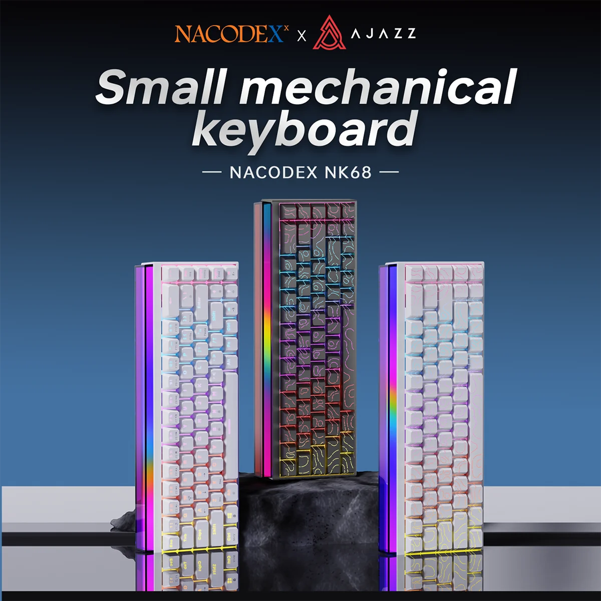 AJAZZ Mini 65% Gaming Mechanical Keyboard, 68 Keys with Red Switches, Compact Wired Office Keyboard, Stunning Lighting Effects, Self-Service Plug and Play, Supports Multiple Systems, Suitable for Gaming Mechanical Backlit Key