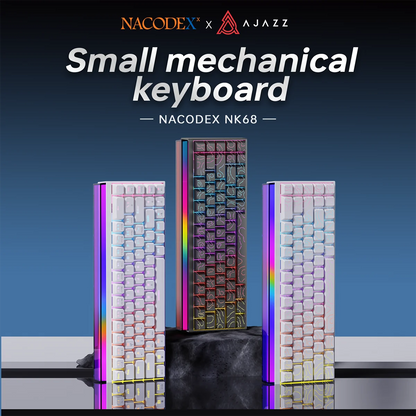 AJAZZ Mini 65% Gaming Mechanical Keyboard, 68 Keys with Red Switches, Compact Wired Office Keyboard, Stunning Lighting Effects, Self-Service Plug and Play, Supports Multiple Systems, Suitable for Gaming Mechanical Backlit Key