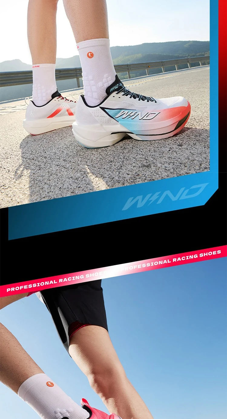QIAODAN WIND 4PRO Chaussures de marathon à semelle en carbone pour homme - Baskets de course professionnelles - Chaussures de sport de course à pied respirantes QDB023262291