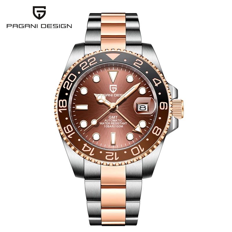 PAGANI DESIGN 40MM GMT Watches for Men Luxury Sapphire AR Mechanical Watch Ceramic Bezel Automatic 100M Waterproof Gift watch