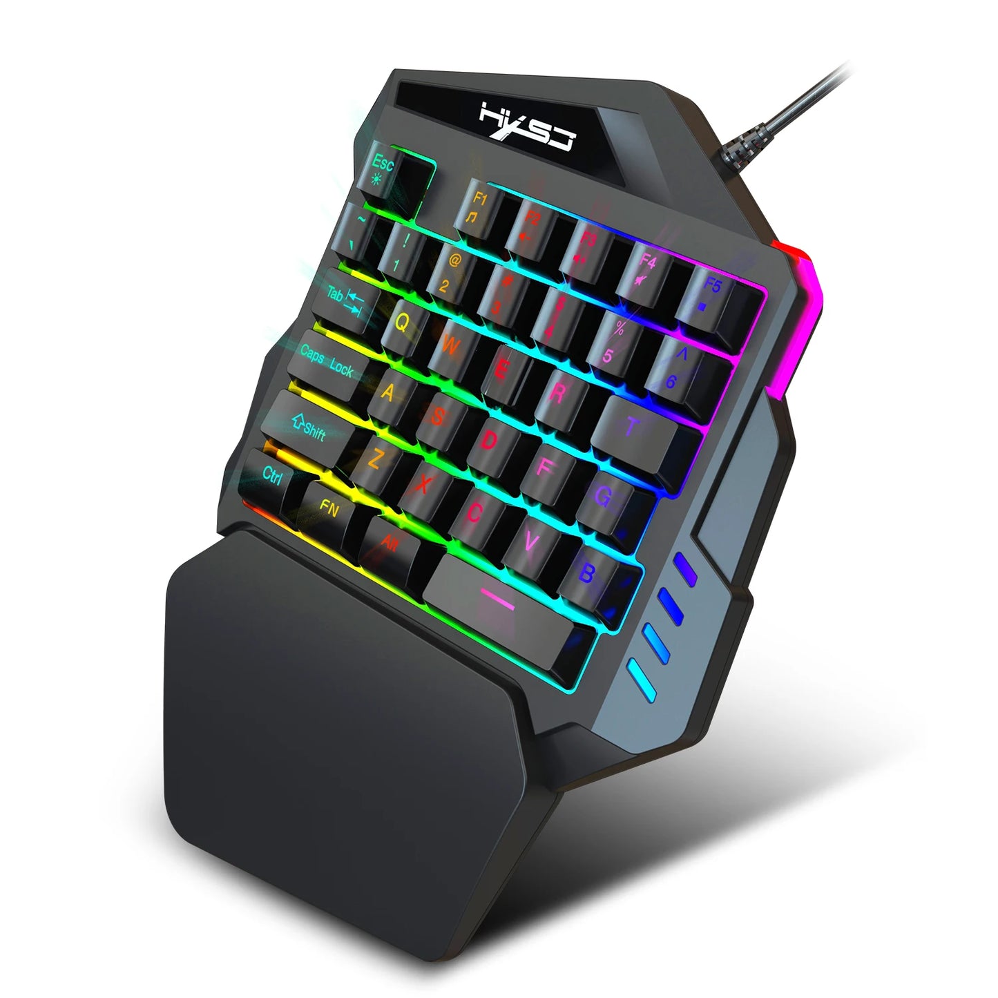 Ergonomic One-Handed Gaming Keyboard, 35-Key Compact Design, RGB Lighting, USB Powered, Thin Film Keys for Enhanced Gaming