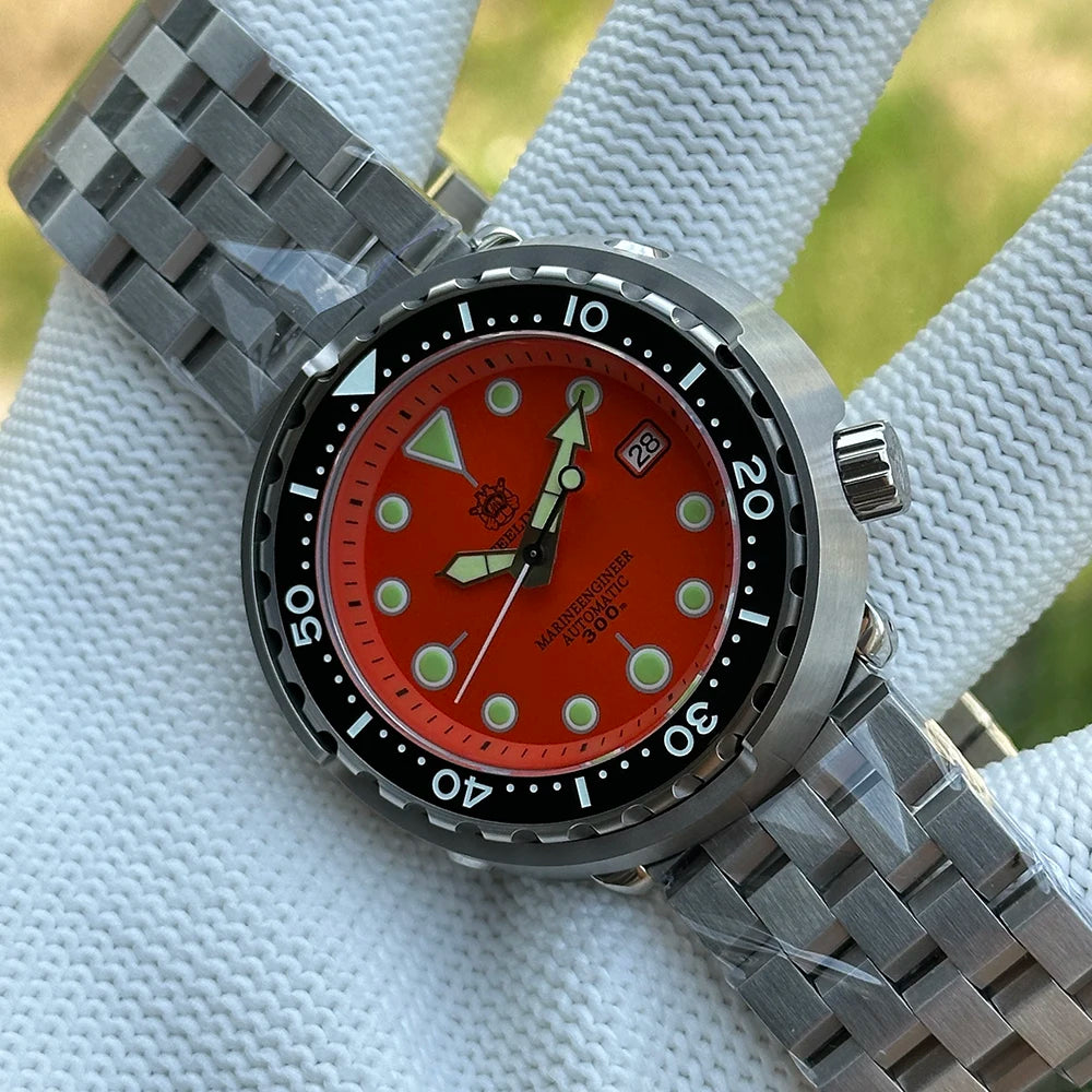 STEELDIVE Popular SD1975 47.5MM Case Red Dial 300M Waterproof AR Sapphire Glass Tuna Dive Mens  NH35 Automatic Watches for You