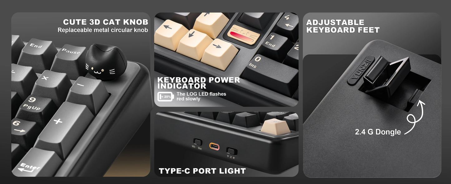 YUNZII B98 PRO QMK/VIA Wireless Mechanical Keyboard, 96% Layout Custom Gaming Keyboard, Hot-Swap Gasket RGB Keyboard for Win/Mac