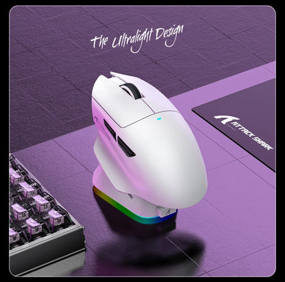 ATTACK SHARK V6 Wireless Gaming Mouse, Superlight RGB Gaming Mouse with Magnetic Charging Dock, PAW3311 Sensor, Tri-Mode Bluetooth Gaming Mouse