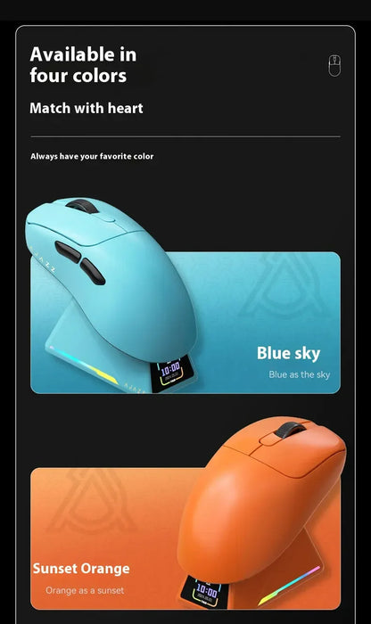 Ajazz AJ179 APEX langaton pelihiiri värinäytöllisellä telakalla, Bluetooth, PAW3395, 400mAh akku, 8000Hz virkistystaajuus