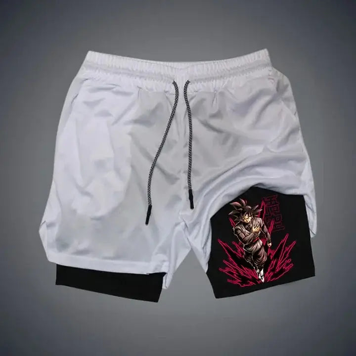 Produit gaming premium Fraquane, Dragon Ball Printed Men's Shorts Summer Women's Sports Compression Gym Shorts Double-Layer 2-in-1 Pant Quick-Drying Beach Shorts, produits de luxe