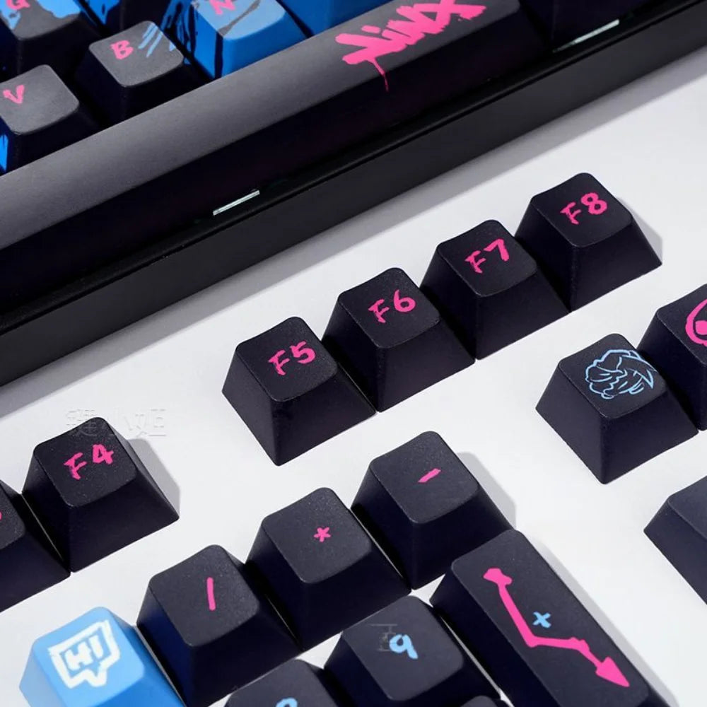 Jinx Personality Key Cap Set PBT 137 Key Gaming Key Cap for 60/84/98/108 Mechanical Keyboard Profile MX Switch