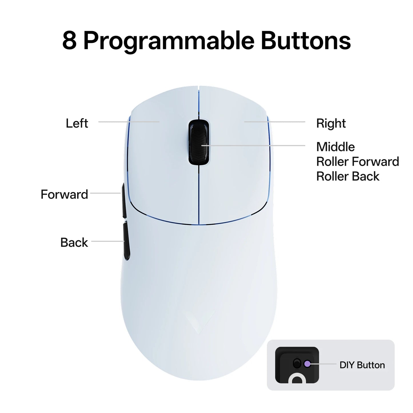 Rapoo VT0 Air MAX Wireless Gaming Mouse, 8K Wireless Polling Rate, 39g Ultra-Lightweight Esports Mouse, 30000 DPI Optical Gaming Mouse