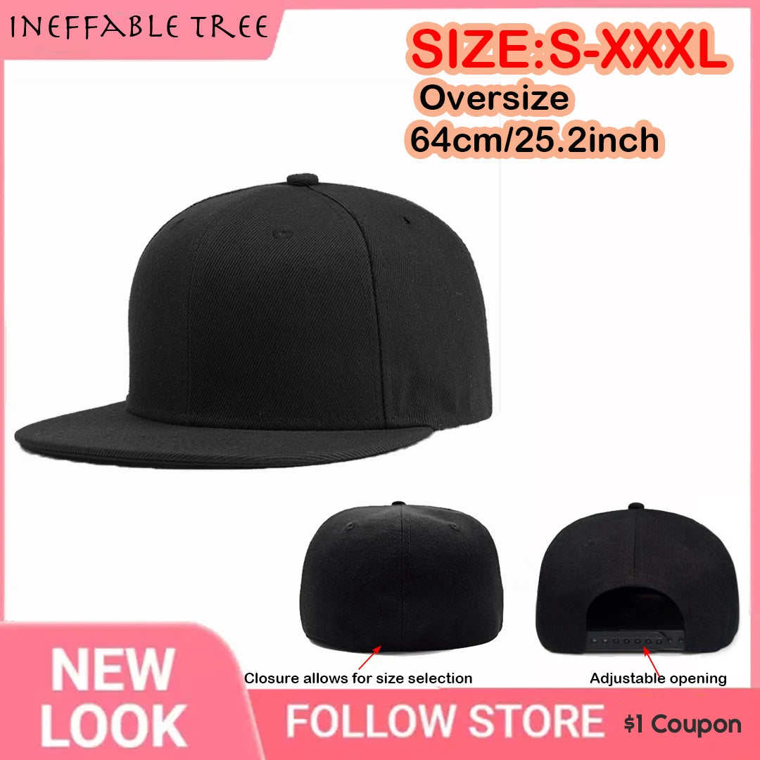 Powiększona, pogłębiona czapka typu snapback w rozmiarze XxxxL 65 cm, całkowicie zamknięta, dla mężczyzn i kobiet, z płaskim daszkiem, czapka hip-hopowa, dopasowana, letnia czapka baseballowa typu snapback