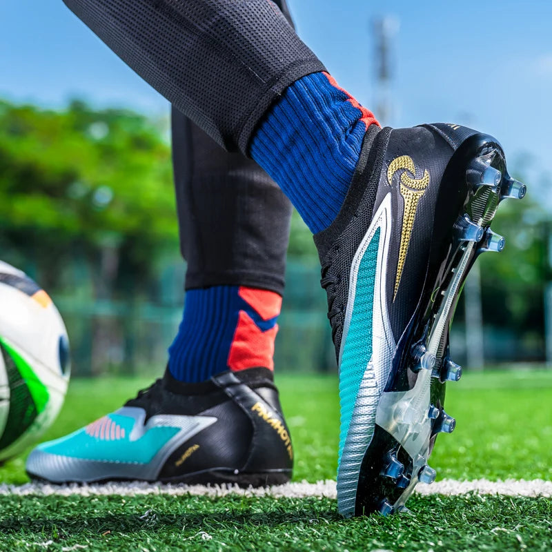 Męskie buty piłkarskie do sportu na świeżym powietrzu dla chłopców, z długimi kolcami, antypoślizgowe, oddychające, do meczów i treningów, buty piłkarskie dla dorosłych, wygodne