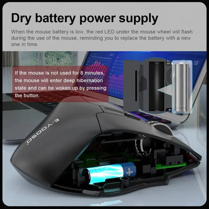 E-YOOSO X-31 Pro USB-gamingmus, stor, med Bluetooth-stöd, 2.4G trådlös, PAW3212, 4800 DPI, för gamers, dator, laptop och PC