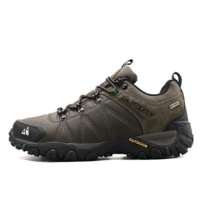 HIKEUP Four-Season Men's Hiking Shoes Outdoor Sports Genuine Leather Wear-Resistant Climbing Shoes Rubber Sole Trekking Sneaker