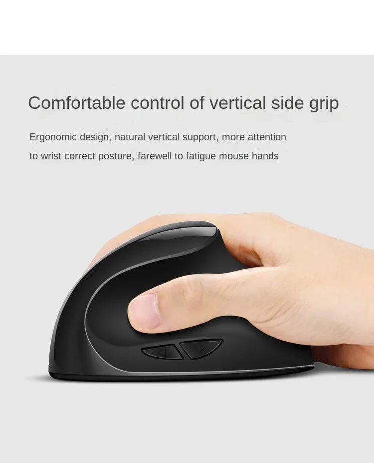 BTS-908 Ergonomic Wireless Vertical Mouse 2.4G USB Rechargeable Mouse with 1600 DPI Adjustable Sensitivity, 6 Buttons Computer Mouse
