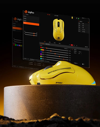 INPHIC Super Racing Car Series Wireless Bluetooth Gaming Mouse, 12800 DPI Rechargeable RGB Gaming Mouse with Battery Display, Customizable Wireless Mouse