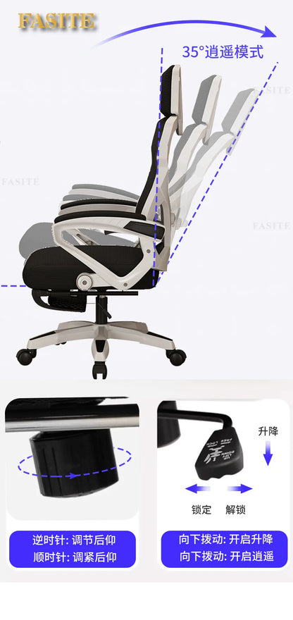 Ergonomic Gaming Chair with 4D Lumbar Support, Reclining Office Chair, Adjustable Computer Desk Chair with Footrest, Swivel E-Sports Chair