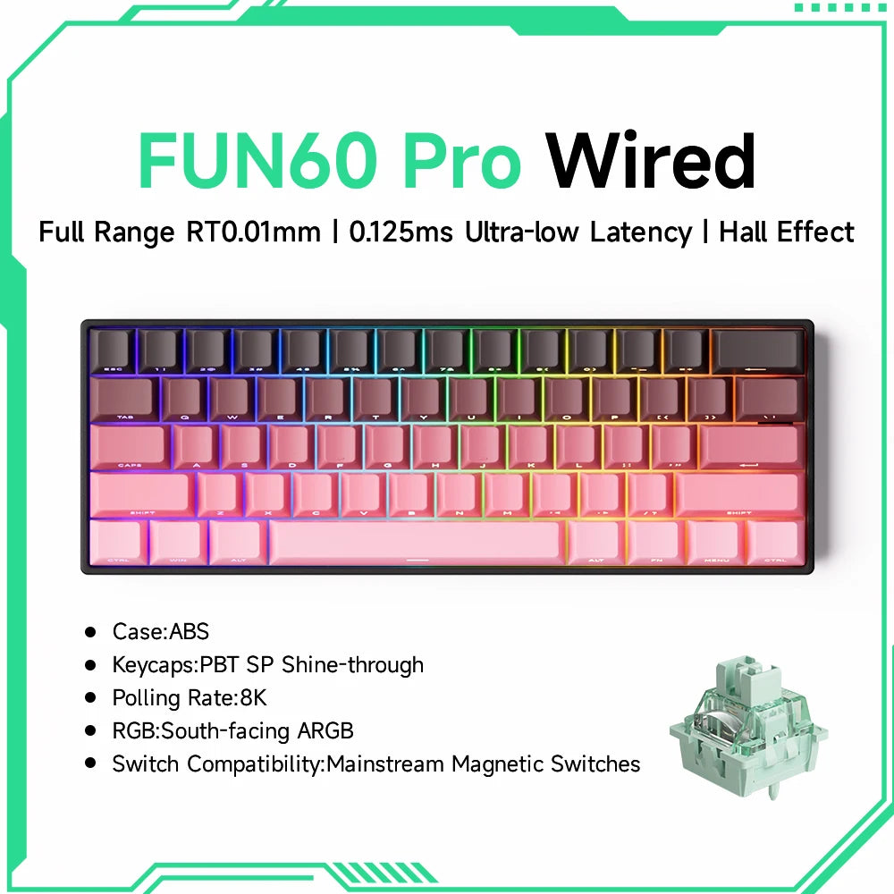 Akko MonsGeek FUN60 Magnetic Switch Mechanical Keyboard 60% Gaming Keyboard with Rapid Trigger 0.01mm, 8K Polling Rate, ARGB, Custom Mechanical Keyboard