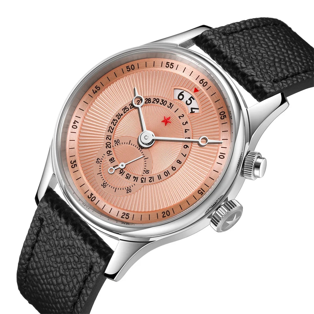 Red Star 40mm Premium Men's Watch with Seagull ST1716 Movement 3ATM Waterproof Calendar Automatic Mechanical Watch for Men