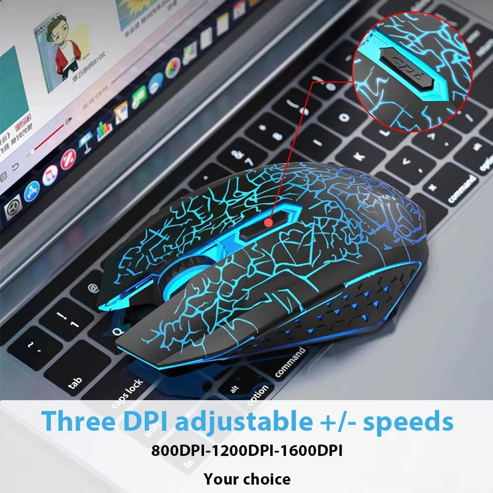 RGB Gaming Mouse Wireless Bluetooth 5.2 Mouse 1600DPI Ergonomic Silent 6 Button Rechargeable Mouse for PC MacBook Gaming & Office