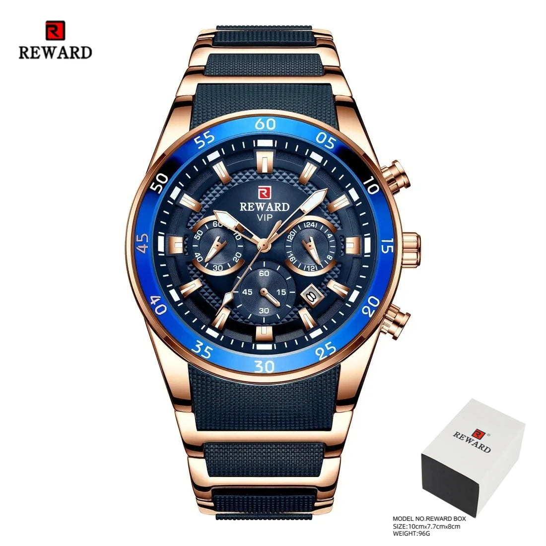 REWARD Men's Watches 81011M Sports Silicone Quartz Men's Watch Waterproof Calendar Chronograph Luminous Watches Men