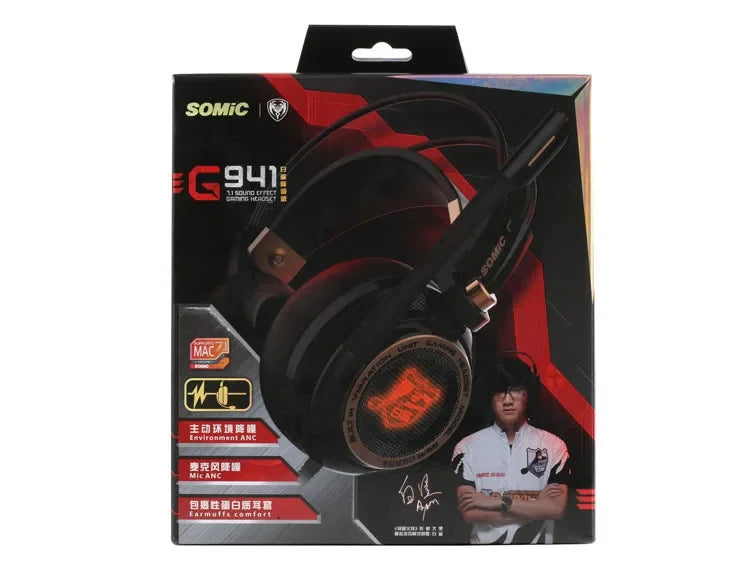 Somic G941 Wired Headphones Gamer Headphone Denoise Gaming Headphone Custom With MicroPhone HeadSets 7.1 Stereo Sound HeadSet