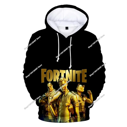 Sweatshirts com capuz para rapaz e rapariga Fortnite, pullover infantil com impressão 3D, sweatshirts com capuz Battle Royale para homem, moda de outono, roupa infantil