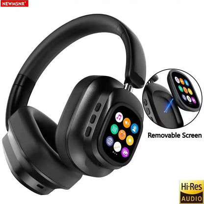 AI LCD Touch Screen Wireless Bluetooth Headphones – ANC Noise Cancelling Deep Bass Gaming Headset with HD Mic