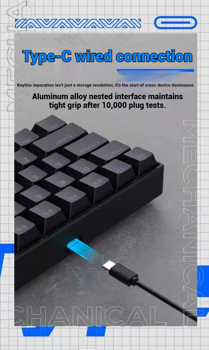 2026 New USB Gaming Mechanical Mini Keyboard Red Switch RGB Backlit 61 Keys Wired Feel for Game/Office