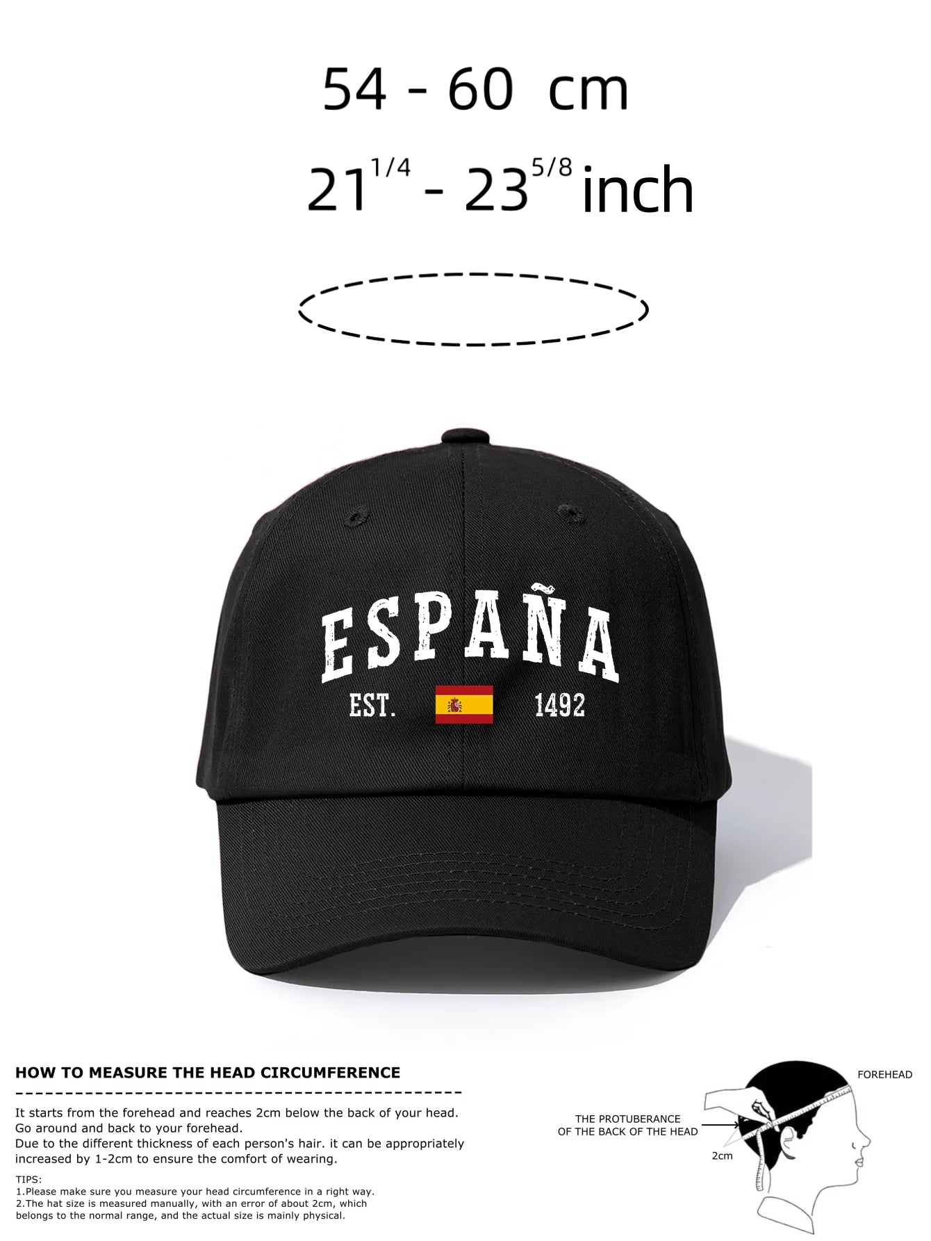 1pc ESPANA Print Baseball Cap for Adults,Minimalist Retro Style Casual Soft Adjustable Dad Hat,Perfect As Gift