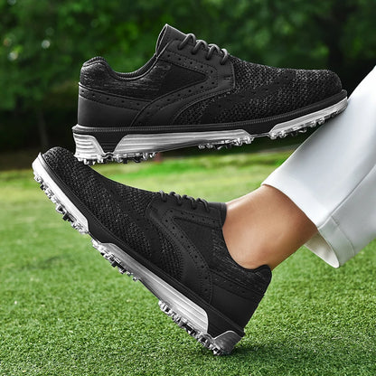 LiXingMing Golf Shoes Men Gray Large Size To 48# Breathable Cleats Golf Sport Shoes Teenager Training Golf Coach Sneakers