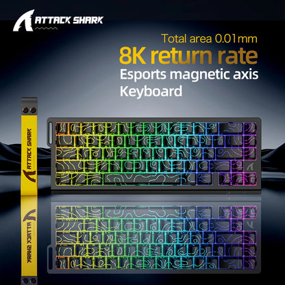 ATTACK SHARK X68HE Magnetic Mechanical Keyboard, 8000Hz Rapid Trigger Gaming Keyboard with Hall Effect Magnetic Switches, SOCD, 0.01mm RT, Wired RGB Keyboard
