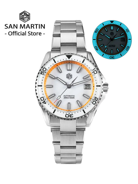 San Martin 2025 New Enamel Dial Full Luminous 39mm Dive Watch Luxury Men Watch NH35 Automatic Mechanical Waterproof 200m SN0129